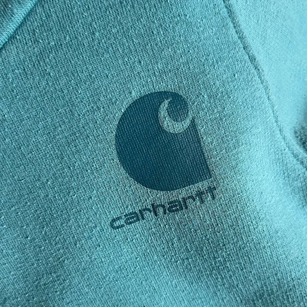 Carhartt teal blue logo hoodie 5